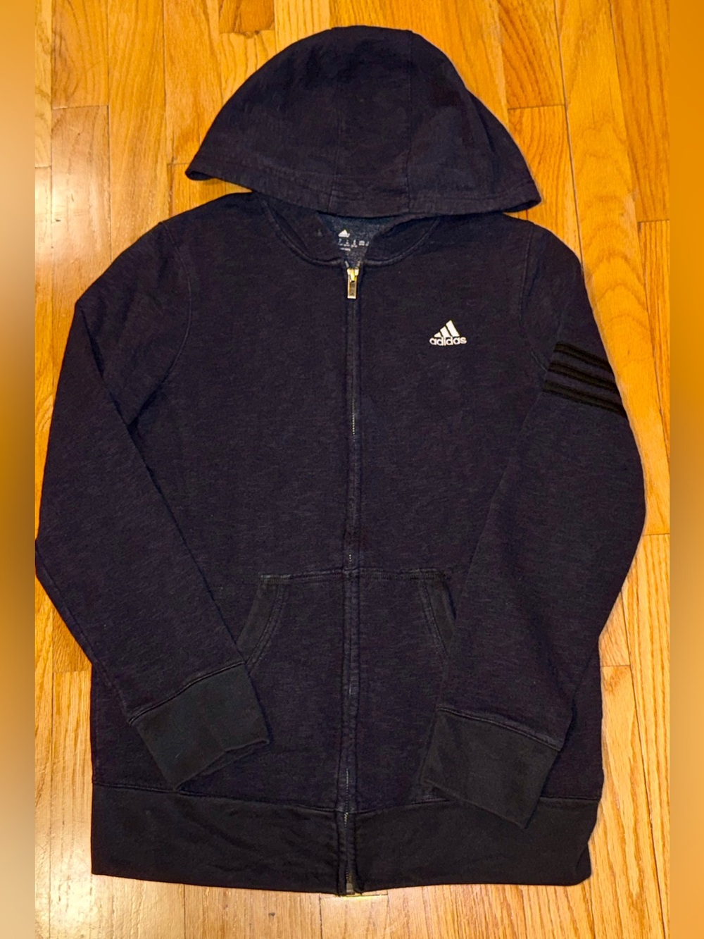 adidas Black Hooded Full-Zip Sweatshirt with Logo